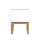 Nightstand With Drawer, Minimalist Bedside Table With Handle For Bedroom - White