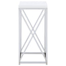 Edmund - Square Accent Side Table - White High Gloss And Chrome