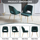 Velvet Dining Chairs With Metal Legs And Hollow Back Upholstered Dining Chairs