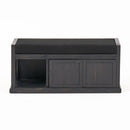 Wood Bench With 2 Open Shelves And Water Resistant Cushion - Dark Gray
