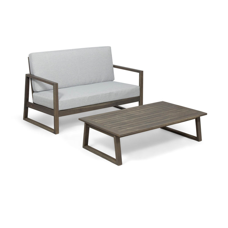 Belgian - Loveseat & Coffee Table Set With Water Resistant Cushions