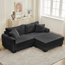 2 Seater L Shaped Chaise Sofa With Reversible Cushion, USB - C Charging Port, Storage Pocket, Convertible Left / Right Design