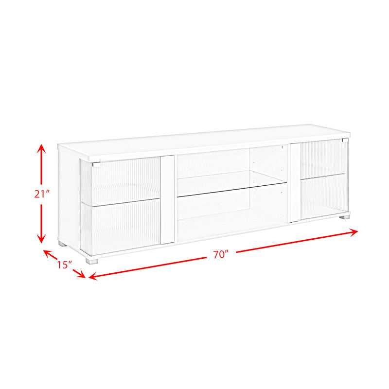 Chandra - 70" TV Stand With LED - Glossy White