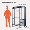 Garment Rack With Shelves, 2 Wicker Drawers, 4 Hooks, Organizer