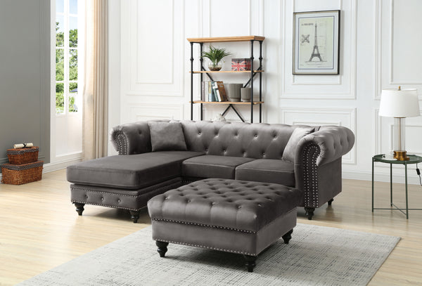 Nola - G0350B-SC Sofa Chaise (3 Boxes) - Dark Gray