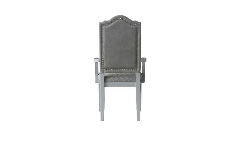 House - Marchese Chair (Set of 2) - Two Tone Gray Fabric & Pearl Gray Finish - Atlantic Fine Furniture Inc