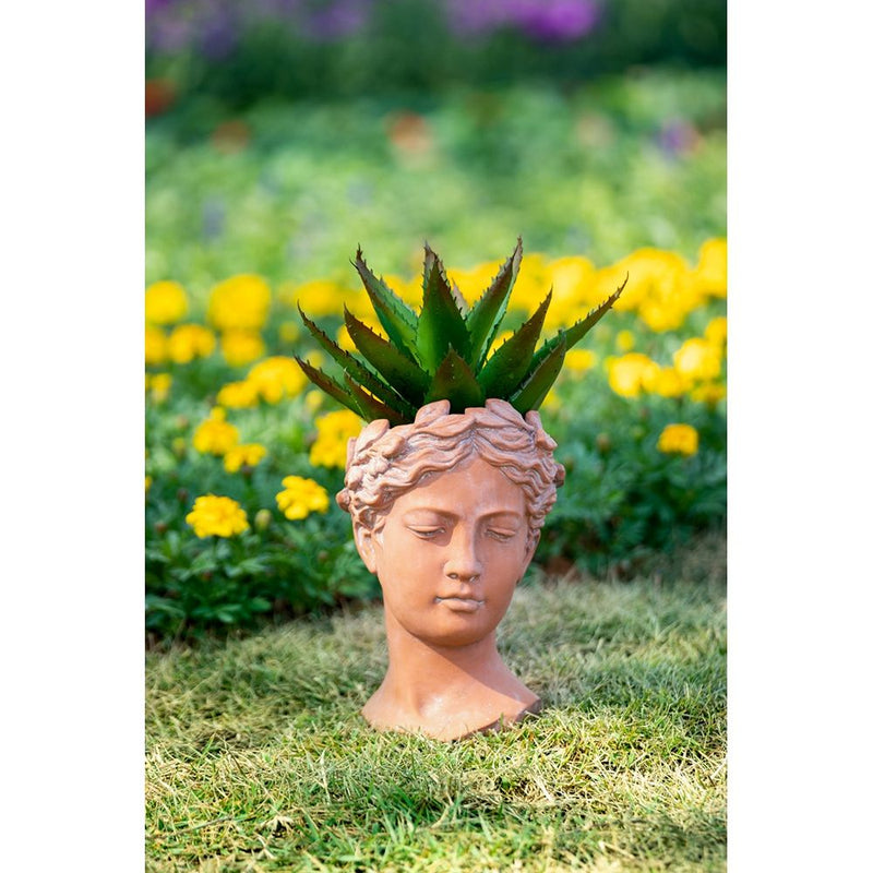 D7X11" Visage Head Bust Planter - Brown