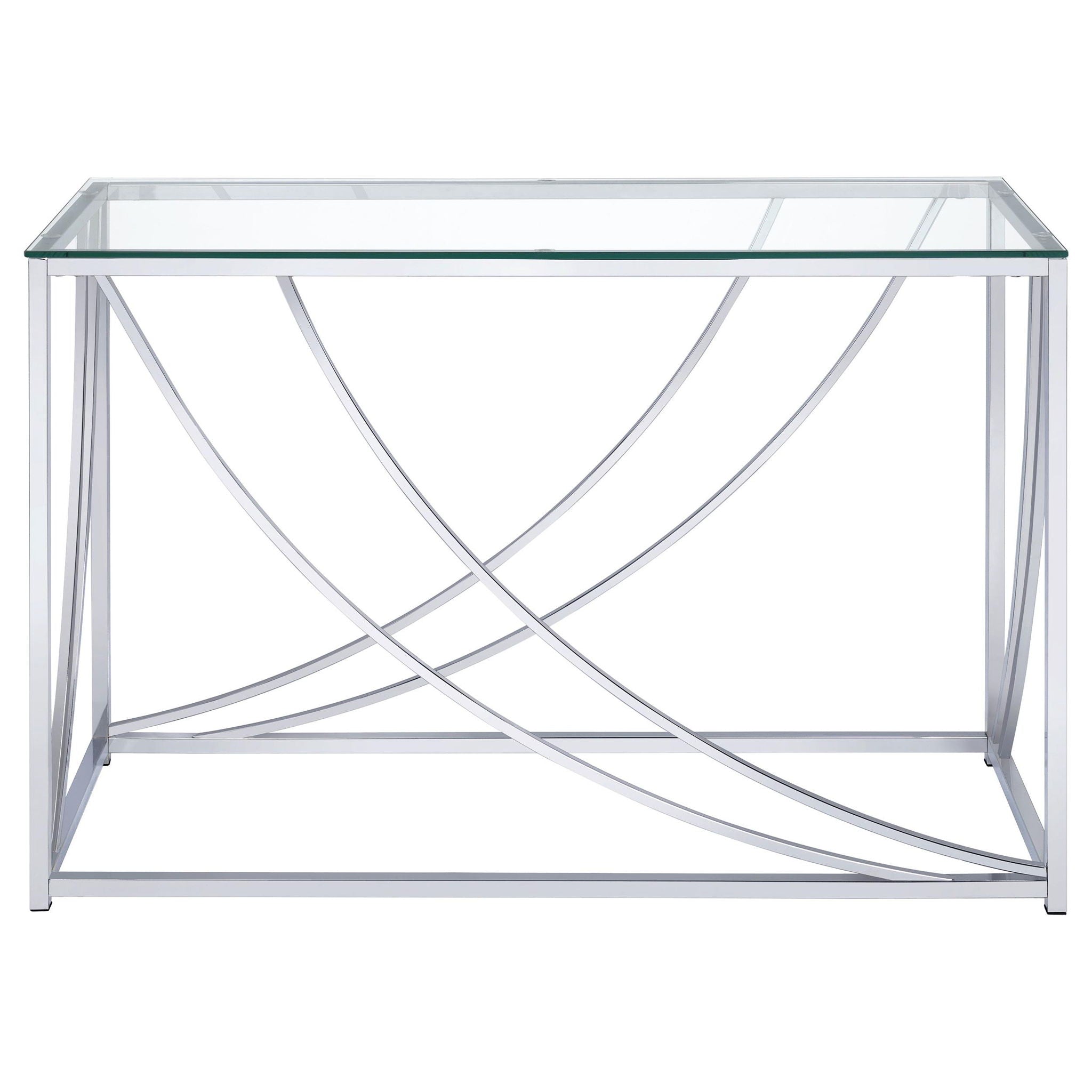 Lille Glass Top Entryway Console Table Accents Chrome - Atlantic Fine Furnitures Melbourne FL
