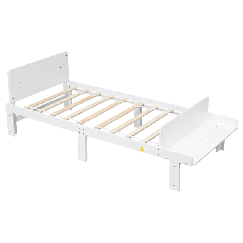 Twin Bed with Footboard Bench ,White