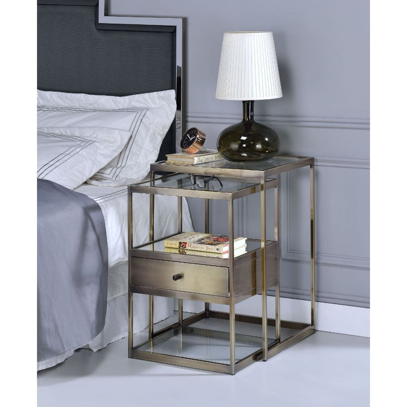 Enca - Coffee Table - Antique Brass & Clear Glass - Atlantic Fine Furniture Inc