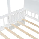 House Bed With Upholstered Sofa, Wireless Charging Station, Shelves And 2 Drawers