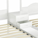 Full Over Twin & Twin Bunk Bed Metal Triple Bed With Nightstand and Guardrails. White, 96.9'' L x 76'' W x 69'' H