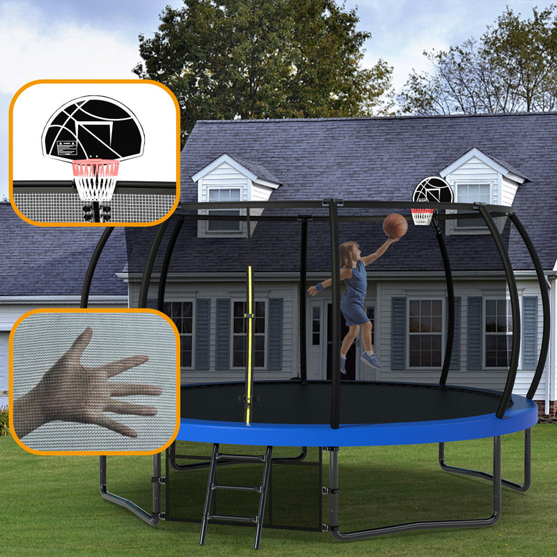 Trampoline With Enclosure, Recreational Trampolines With Ladder And Antirust Coating, Astm Approval Outdoor Trampoline For Kids