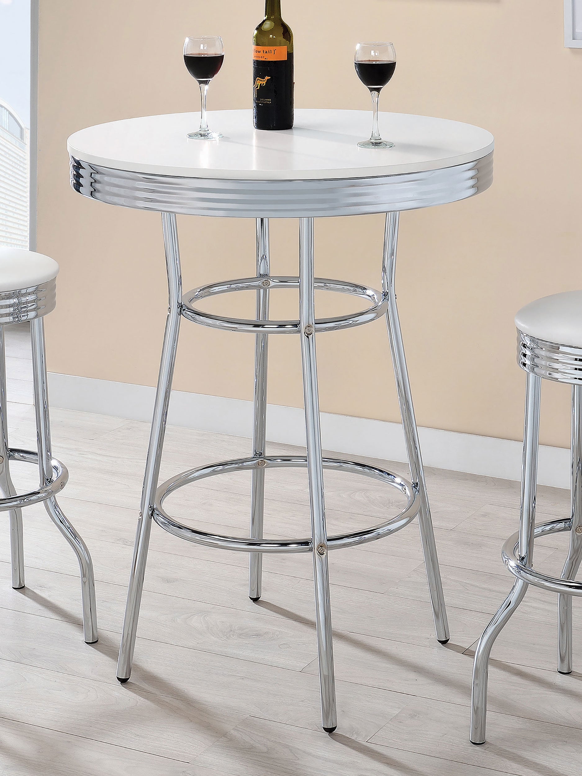 Retro Round 30-inch 1950's Bistro Pub Height Bar Table White — view 2
