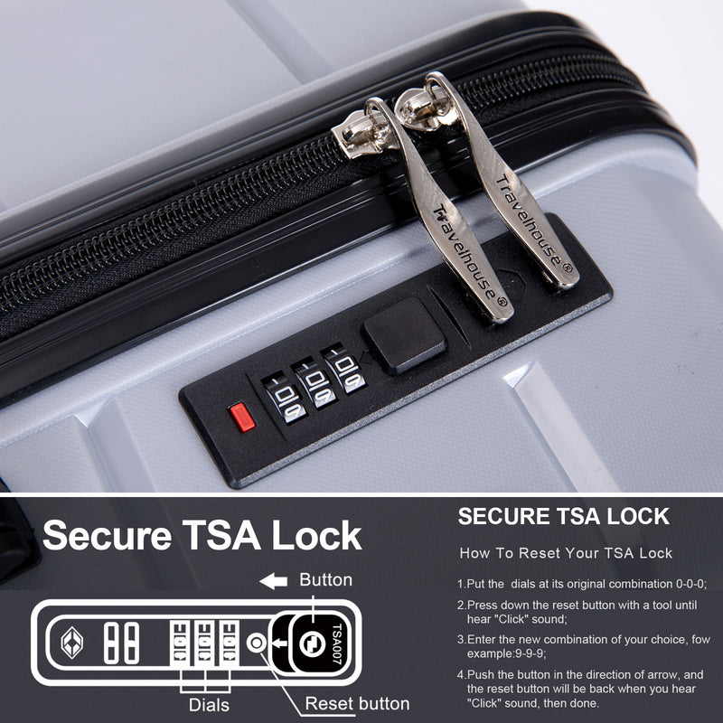 Hardshell Suitcase Spinner Wheels Lightweight Durable Suitcase With Tsa Lock, 3 Piece Set