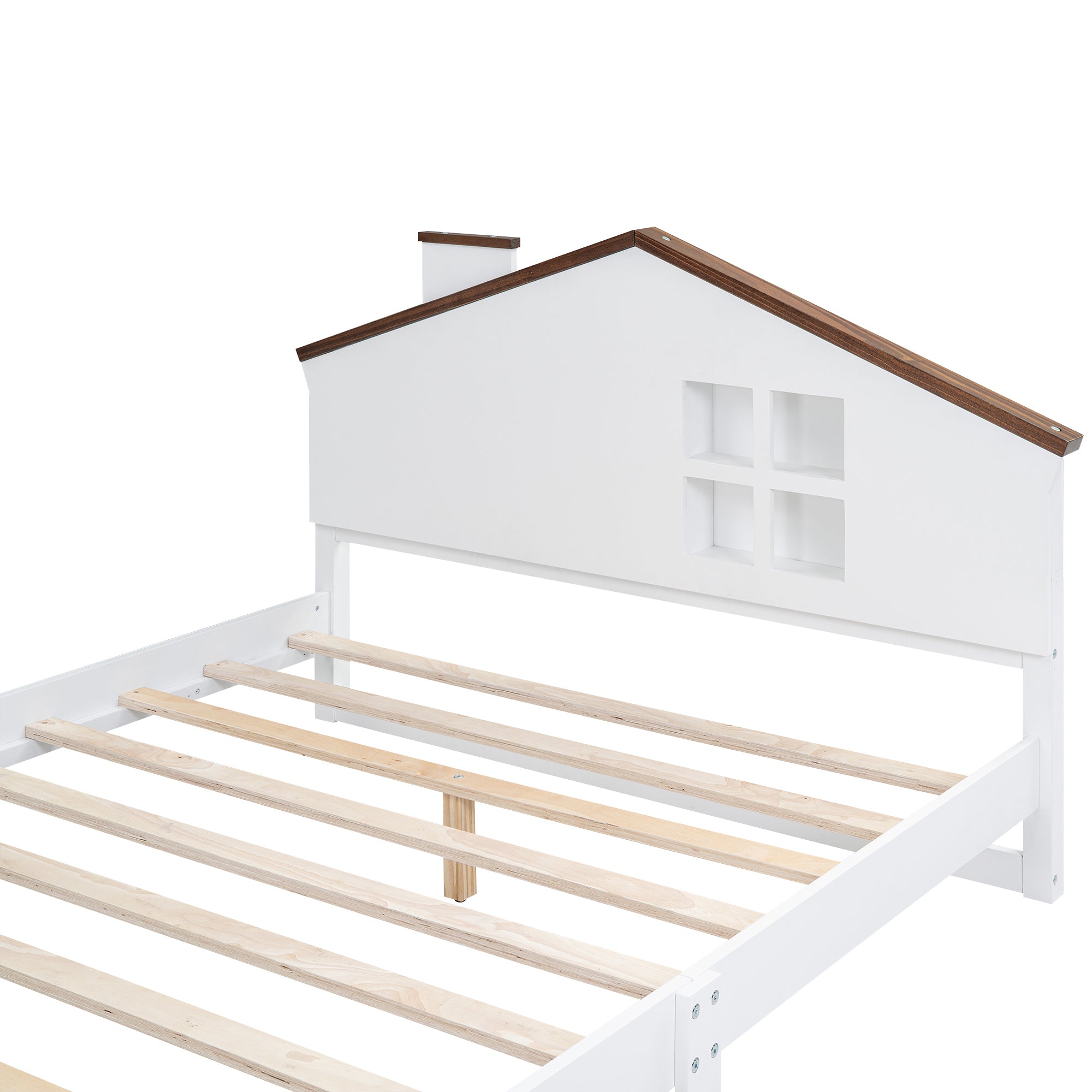 Full Size House Platform Bed with LED Lights and Storage, White - Atlantic Fine Furniture Melbourne FL