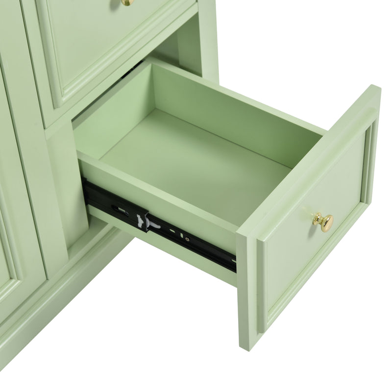 Bathroom Vanity Cabinet With Ceramic Basin, 3 Drawers And Adjustable Shelves