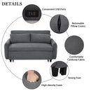 Pull-Out 2 Seat Modern Sleeper Sofa With 2 Throw Pillows And USB Ports