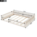 Wood Full Size Upholstered Platform Bed With Guardrail And Pillow - Beige