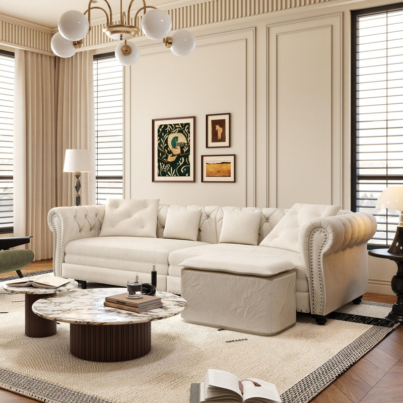 3 In 1 Pull Out Sofa Bed With Movable Ottoman