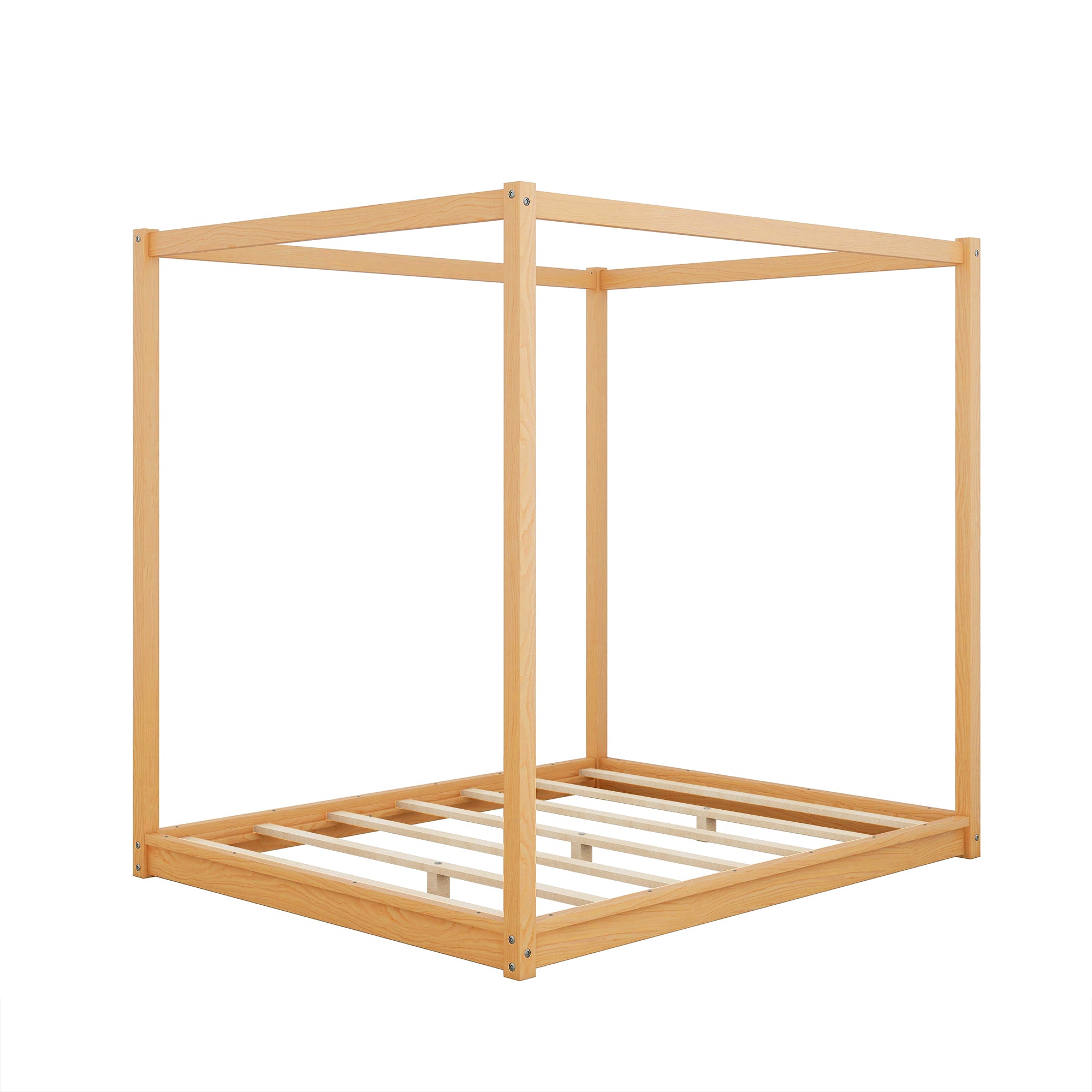 Queen Size Canopy Platform Bed with Support Legs,Natural - Atlantic Fine Furniture Melbourne FL