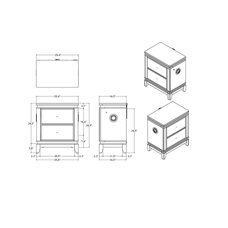 Adelaide - Nightstand With Cooler And Speaker - Grey / Black