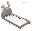Upholstered Leather Platform Bed With Rabbit Ornament
