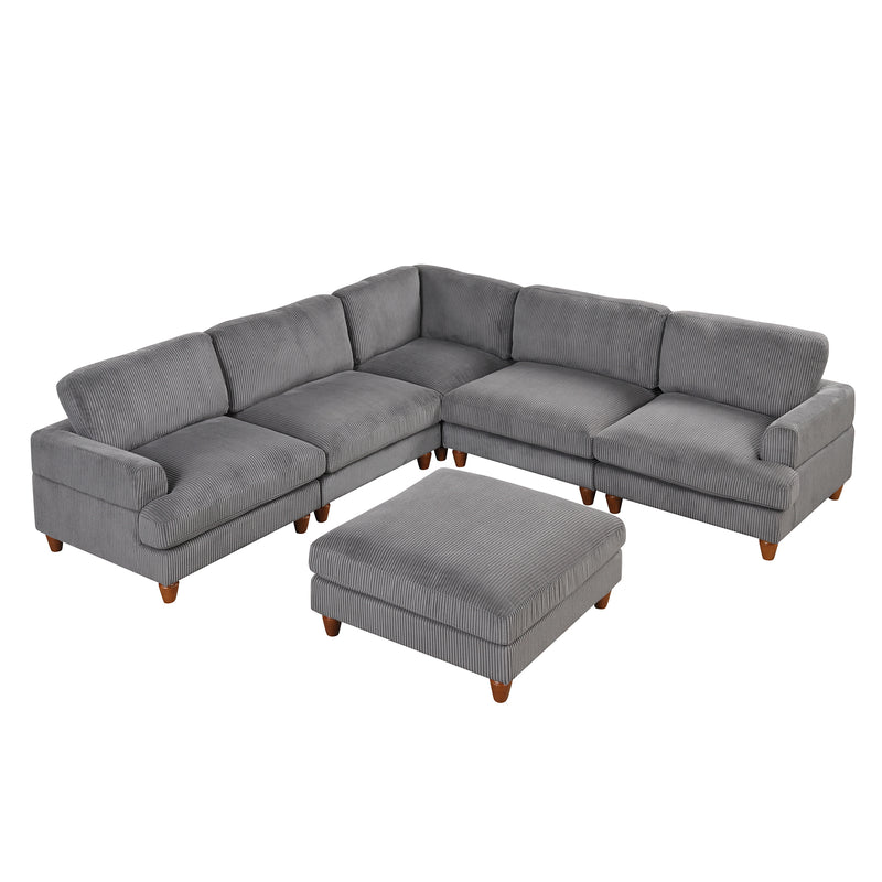 U_Style Modular Sectional Sofa with Ottoman L Shaped Corner Sectional for Living Room, Office, Spacious Space(same sku: WY000336AAE)