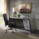 Brancaster - Desk - Distress Chocolate Top Grain Leather & Aluminum - Atlantic Fine Furniture Inc