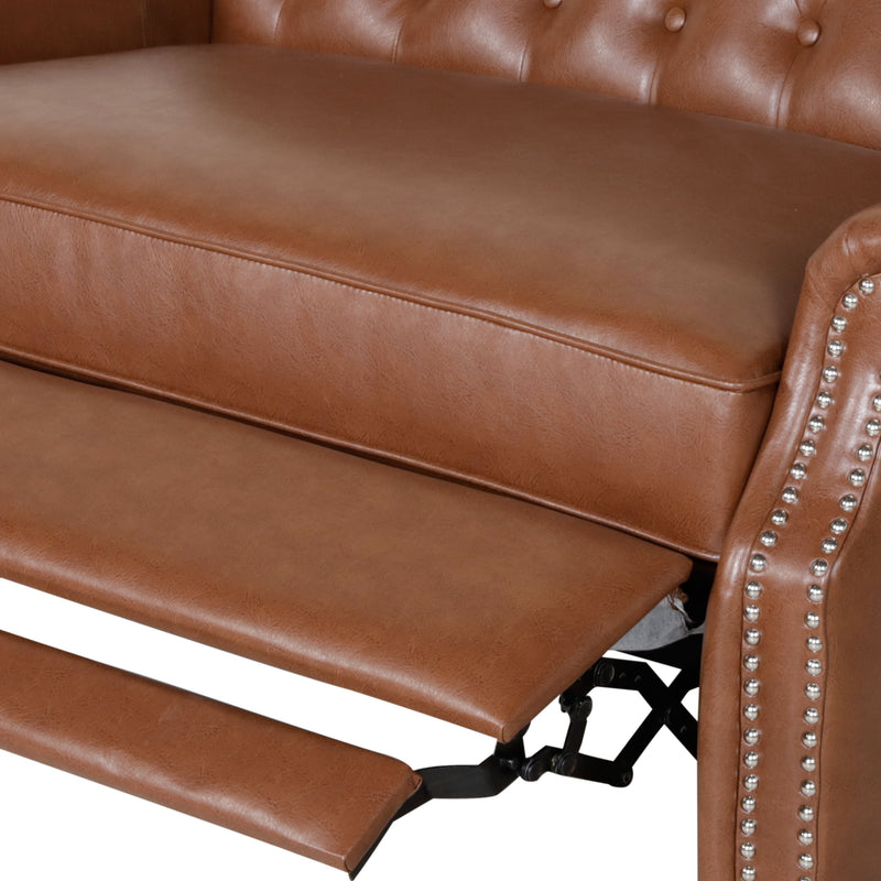 Oversize Faux Leather Recliner Chair - Light Brown