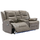 2 Seater Home Theater Recliner Manual Recliner Chair With A LED Light Strip Two Cup Holders And A Storage Box For Living Room