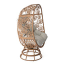 Lenola - Outdoor Patio Wicker Swivel Egg Chair - Brown / Beige