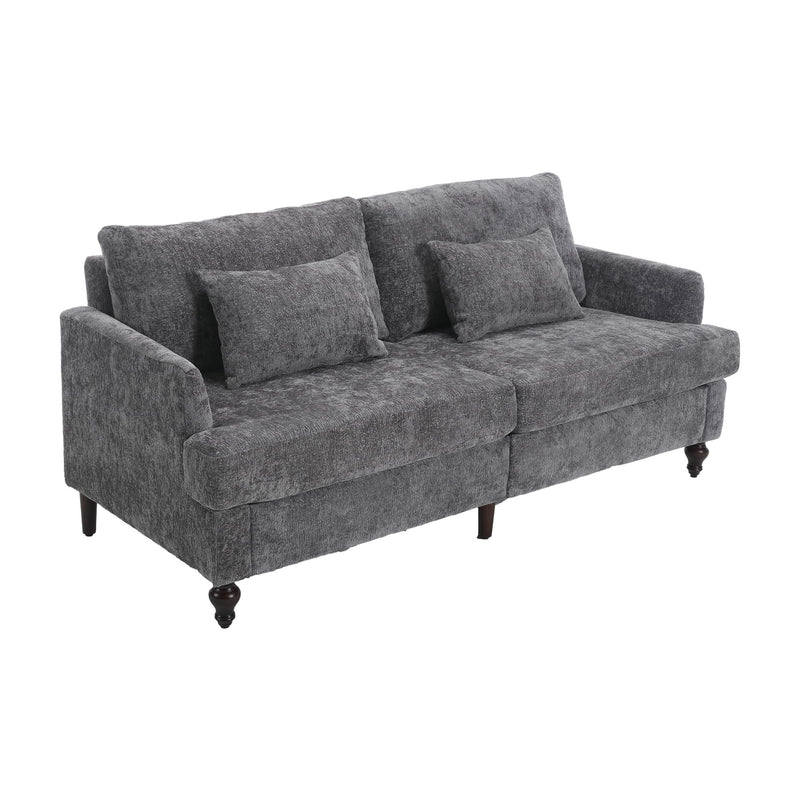 Mid Century Modern Chenille Fabric Loveseat Sofa, 2 Seat Upholstered Couch