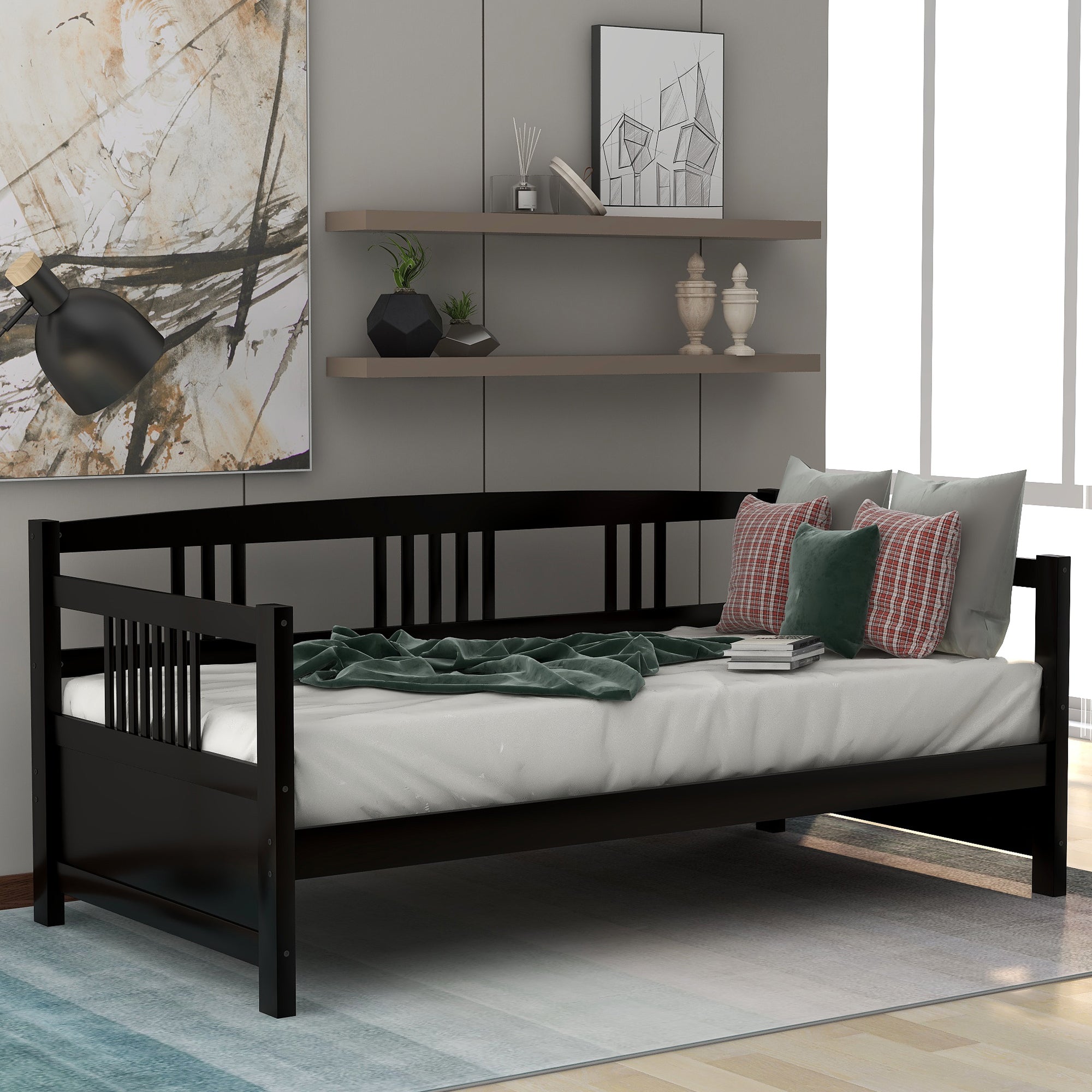 Modern Solid Wood Daybed, Multifunctional, Twin Size, Espresso (Previous SKU: WF191899AAP) - Atlantic Fine Furniture Melbourne FL