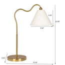 Ornate - Ring Base Curved Table Lamp With Triangle Drum Shade - Gold / White