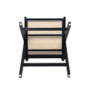 Modern Minimalist Bar Stool With Cane Seat - Black / Natural