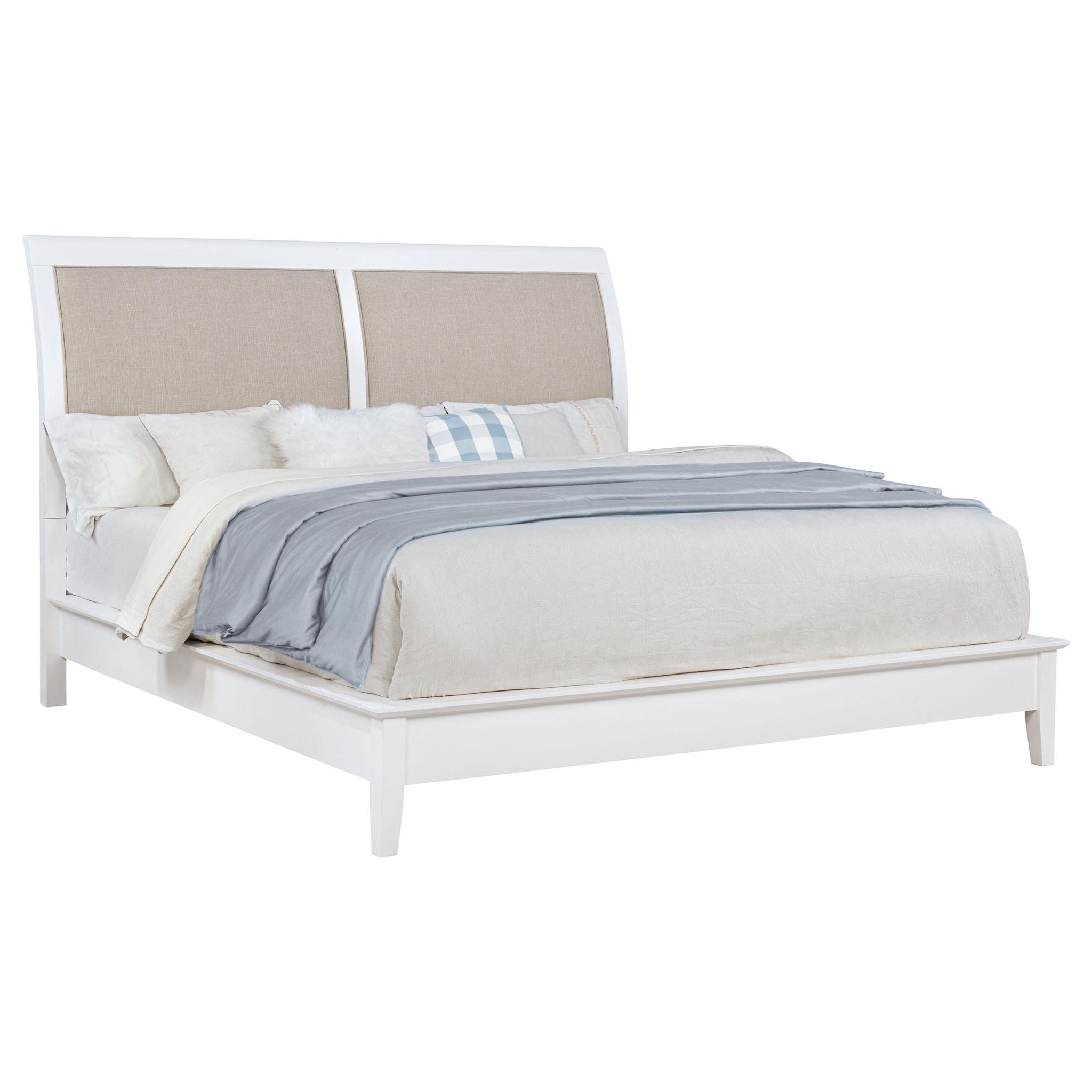Bexhill 56-inch Upholstered Eastern King Panel Bed White