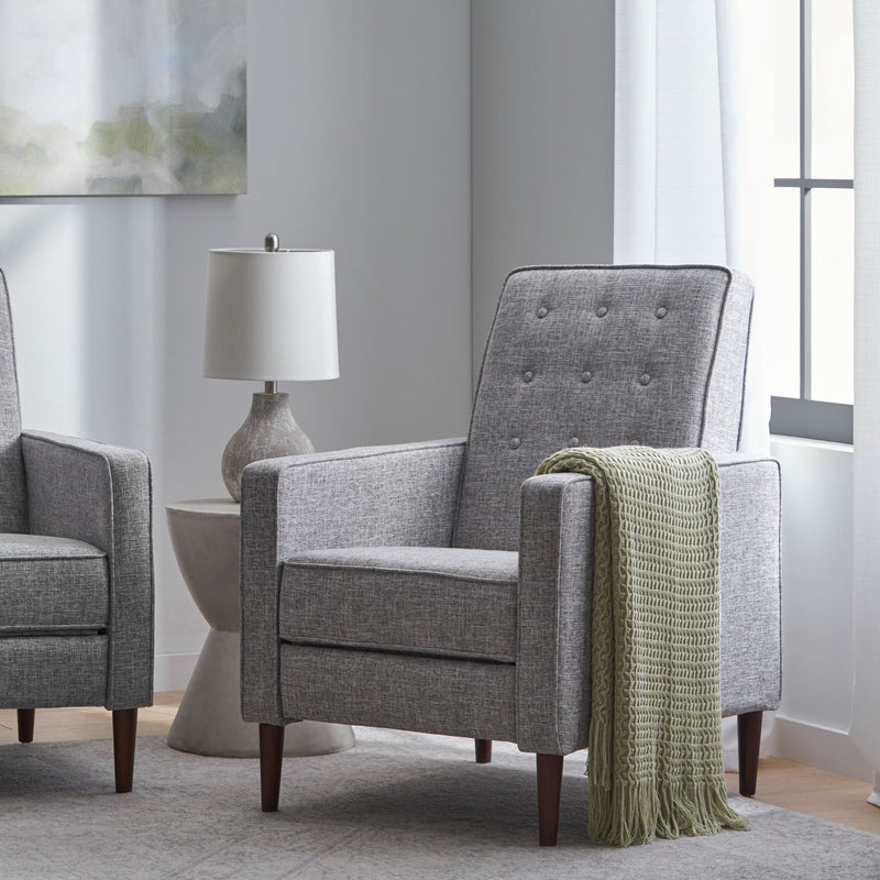 Upholstered Fabric Recliner With Button Tufted (Set of 2) - Light Gray