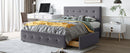 Upholstered Platform Bed With Classic Headboard And Drawers, No Box Spring Needed