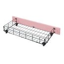 Full Size Princess Bed With Crown Headboard and 2 Drawers, Full size Platform Bed with Headboard and Footboard,White+Pink