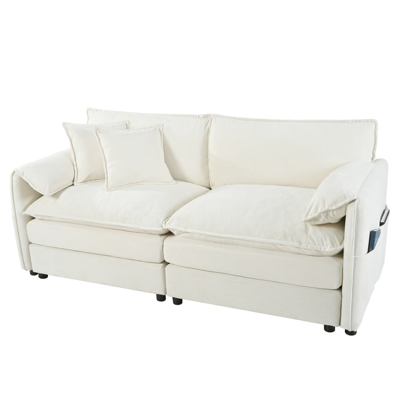 Modern Oversized Chenille Loveseat Sofa With Deep Seat And Diy Combination