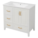 Bathroom Vanity With Sink, Soft Closing Doors & Drawers, Metal Handles