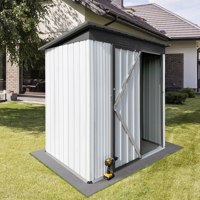 5FtX4Ft Garden Sheds Outdoor Storage Sheds - White / Gray