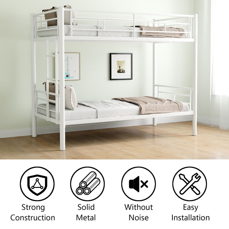 Bunk Bed For Kids, Convertible Frame With Ladders & Guardrail