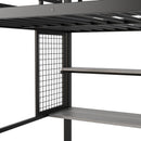 Metal Loft Bed With Wardrobe, Desk, Storage Shelves