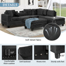 Modern Sectional Sofa With Storage Ottoman, L - Shape Couch With 2 Pillows And Cup Holders