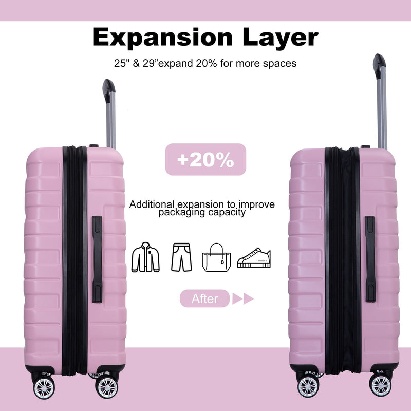 Luggage Set Of 5 Pieces, Expandable Hard Pc Luggage Set With Tsa Lock For Rotating Wheels