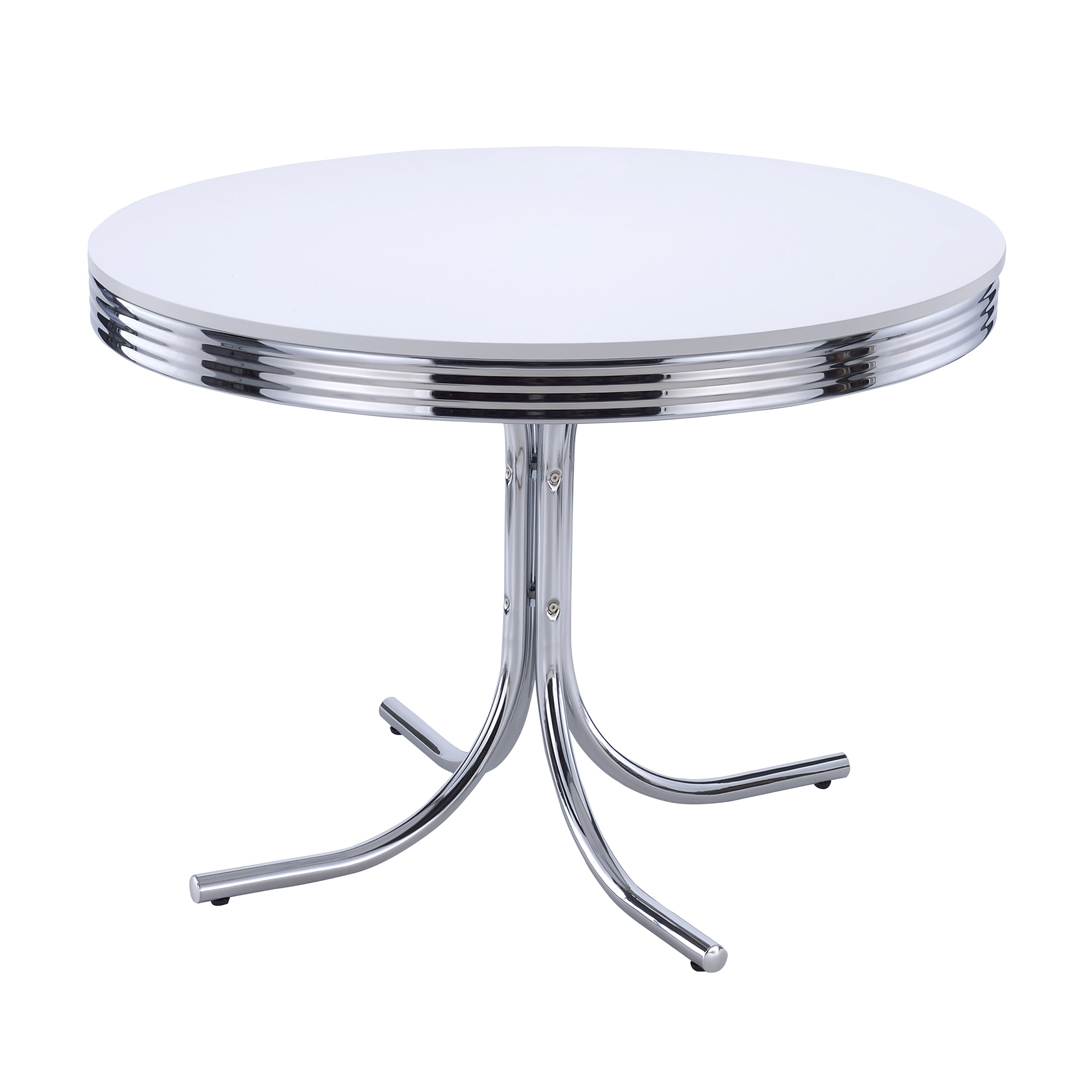 Retro 5-piece Round Dining Table Set White and Red — view 3