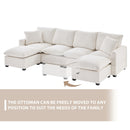 Modern U-Shape Modular Sofa, 6 Seat Chenille Sectional Couch Set With 2 Pillows Included, Freely Combinable Indoor Funiture For Living Room, Apartment, Office