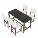 5 Piece Counter Height Dining Set, Bar Table With 4 Upholstered Chairs